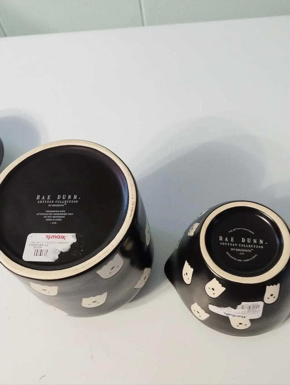 New Rae Dunn Black 'Boo!' Ceramic Canister Set with Ghost Measuring Cups